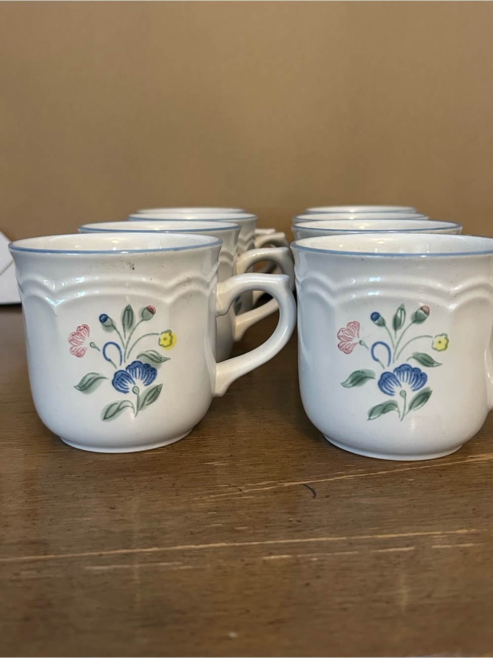 Vintage Floral Expressions Stoneware Mugs Set of 8 Mexico Cottagecore Floral